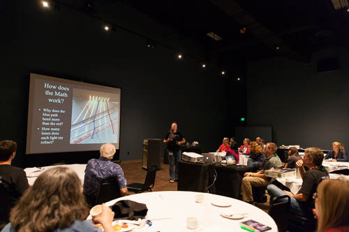 Picture of Angelic Ebbers giving a talk to the newcomers to the Journey program.