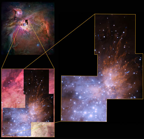 Imagen que muestra 3 vistas diferentes de las Balas de Orión.