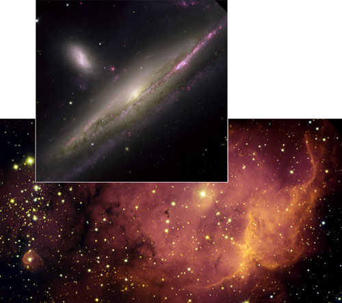 Two overlapping images, showing the most recent images captured by the Gemini Observatory.