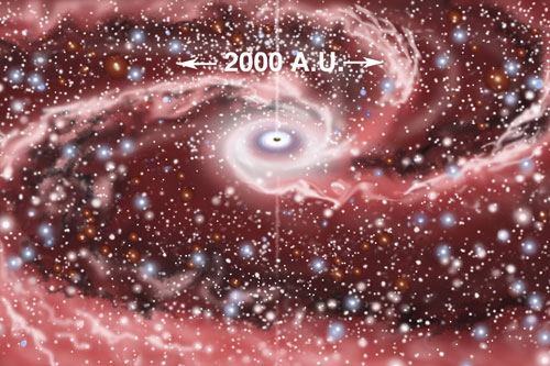 Artist's conception of accretion disk around supermassive black hole (NGC 1097).