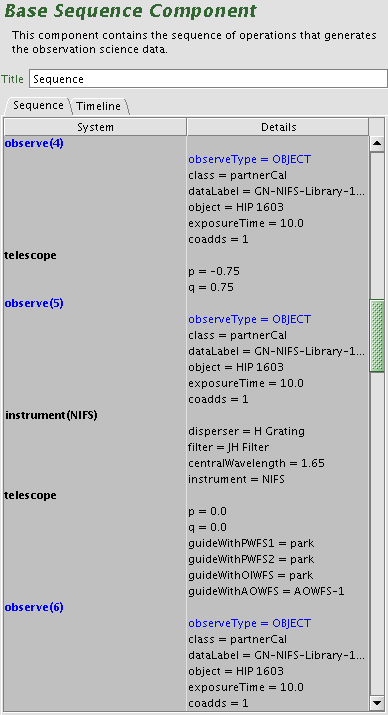 NIFS Sequence Table