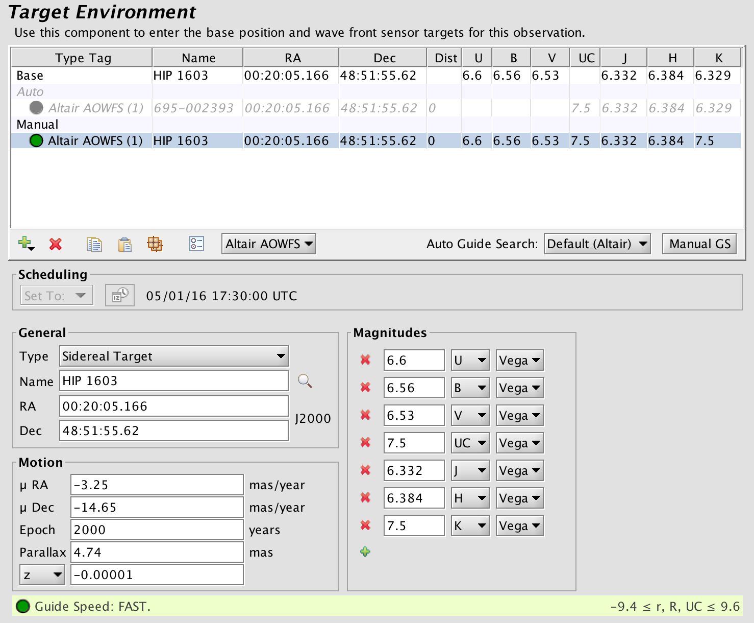 NIFS/Altair Target Environment