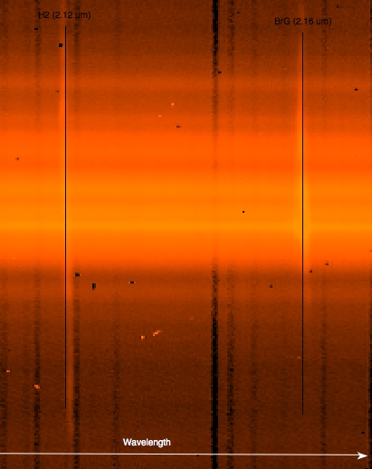 Image of the 2-d spectrum of the galaxy NGC 253 obtained with the R3K + Ks.