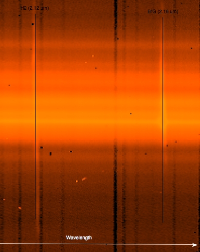 Image of the 2-d spectrum of the galaxy NGC 253 obtained with the R3K + Ks.