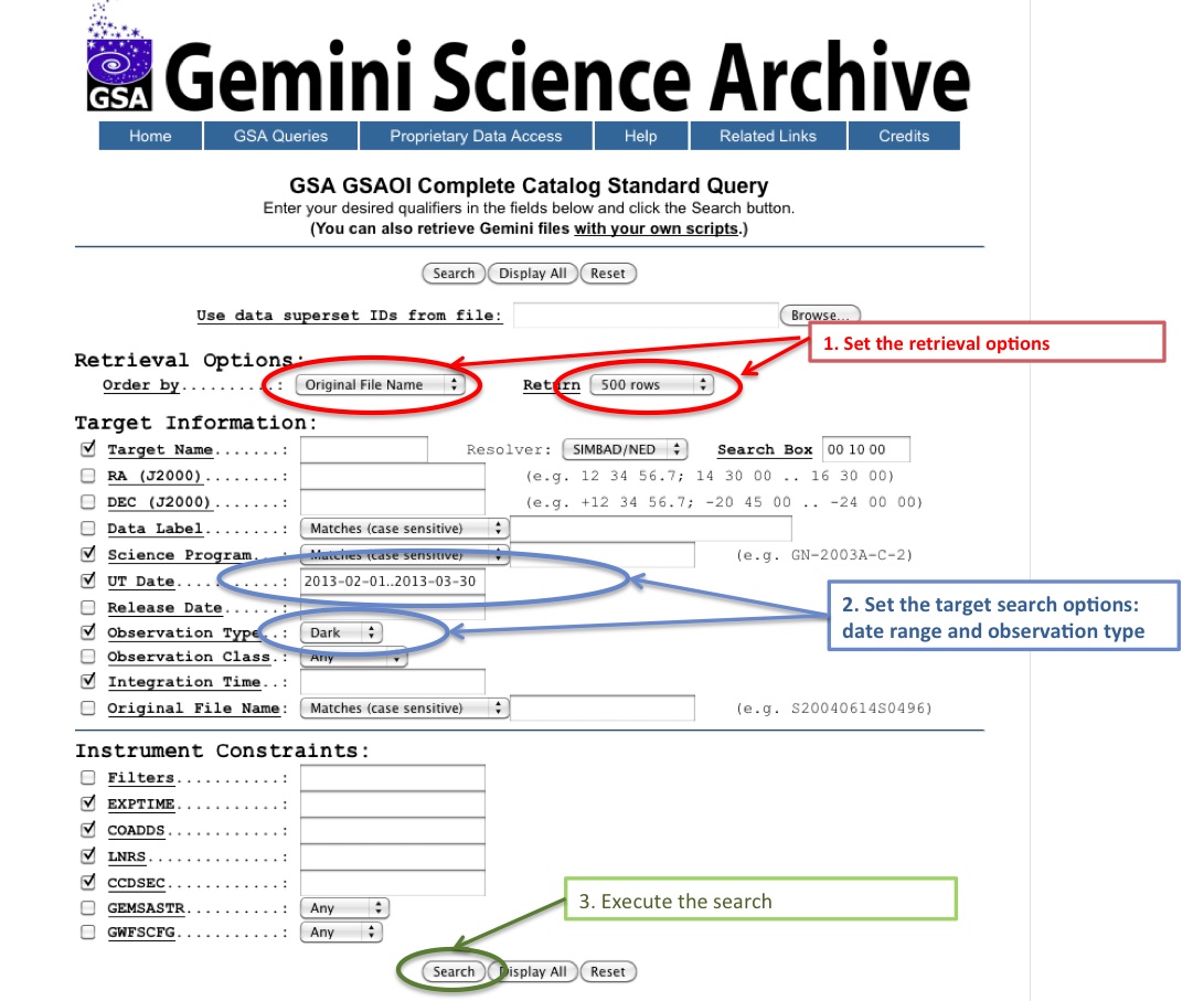 GSAOI Darks query 1
