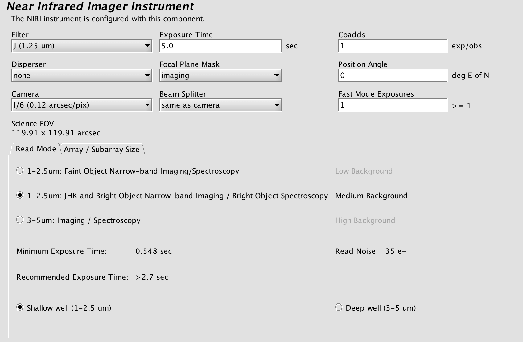 Screenshot showing how to access the component editor for NIRI.