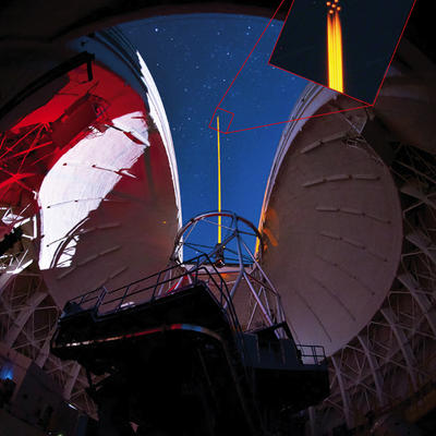 Gemini South Telescope Laser propagation inside the dome.