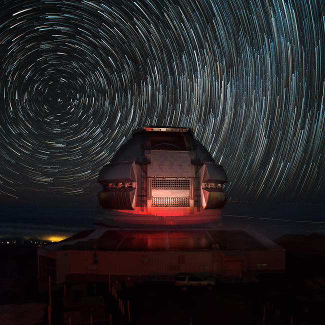 Gemini North on Maunakea with Star Trails on a Dark Sky