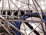 The Gemini South telescope during testing and calibration after receiving a protected silver coating.