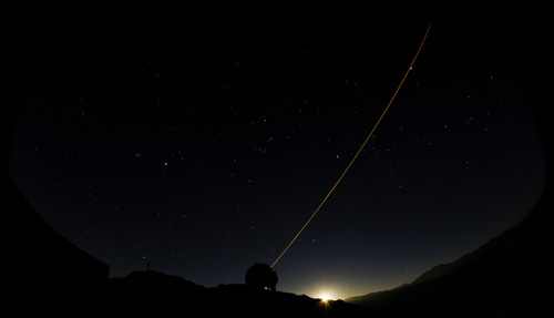 Picture of the propagation of the Gemini South Laser.