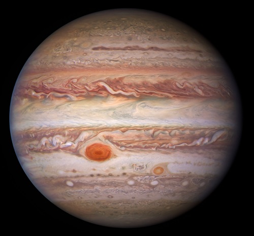 Imagen que muestra la vista visible de Júpiter del Hubble.