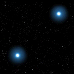 Animation of the process of two white dwarfs mergning each other.