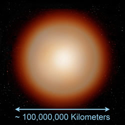 Frame showing the supergiant star after the nuclear reactions take place.