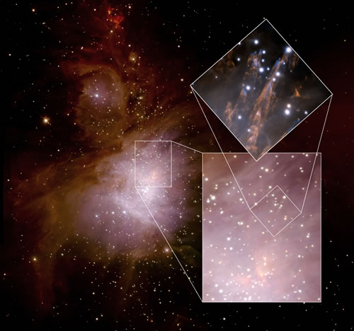 Wide-field image of the Orion Nebula region.