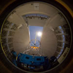 Picture of the Gemini North laser guide from inside the dome.