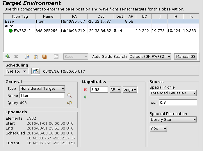 Target Environment nonsidereal target