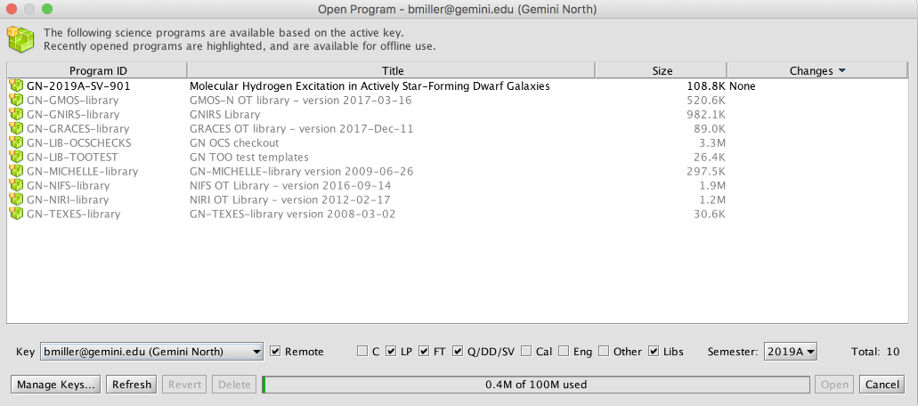 Open Program dialog